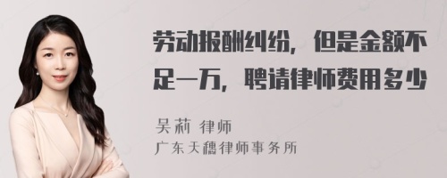 劳动报酬纠纷，但是金额不足一万，聘请律师费用多少