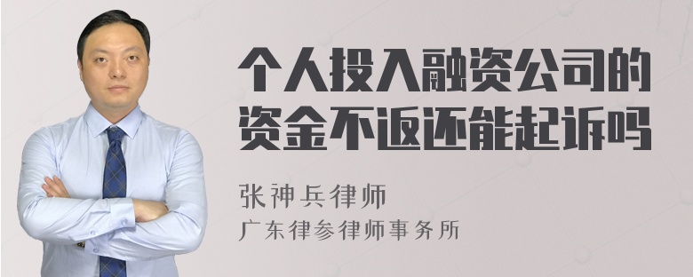 个人投入融资公司的资金不返还能起诉吗