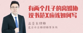 有两个儿子的离婚协议书范X应该如何写