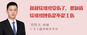 叔叔软组织受伤了，想知道软组织挫伤是不是工伤