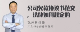 公司欠款协议书范文，法律如何规定的