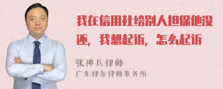 我在信用社给别人担保他没还，我想起诉，怎么起诉