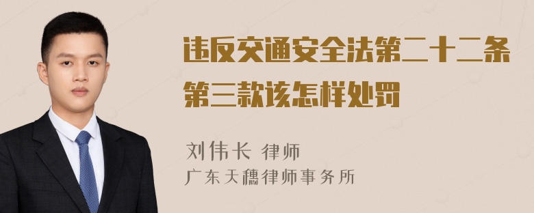 违反交通安全法第二十二条第三款该怎样处罚