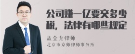 公司赚一亿要交多少税，法律有哪些规定