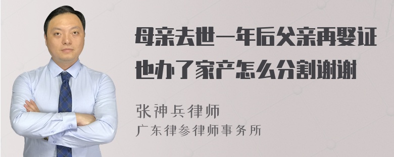 母亲去世一年后父亲再娶证也办了家产怎么分割谢谢