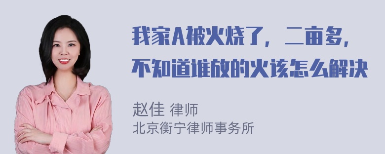 我家A被火烧了，二亩多，不知道谁放的火该怎么解决