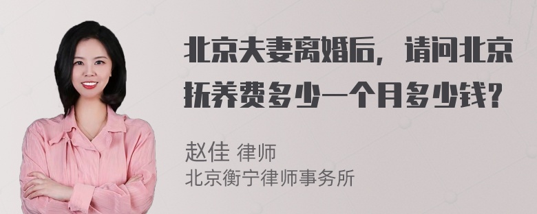 北京夫妻离婚后，请问北京抚养费多少一个月多少钱？