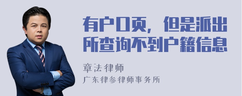 有户口页，但是派出所查询不到户籍信息