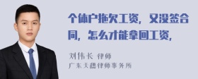 个体户拖欠工资，又没签合同，怎么才能拿回工资，