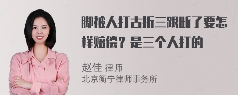 脚被人打古折三跟断了要怎样赔偿？是三个人打的