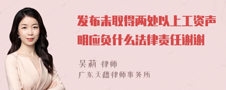 发布未取得两处以上工资声明应负什么法律责任谢谢