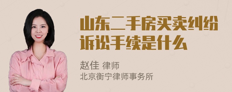 山东二手房买卖纠纷诉讼手续是什么