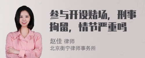 参与开设赌场，刑事拘留，情节严重吗