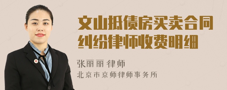 文山抵债房买卖合同纠纷律师收费明细