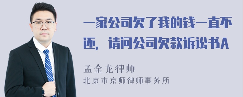 一家公司欠了我的钱一直不还，请问公司欠款诉讼书A