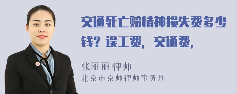 交通死亡赔精神损失费多少钱？误工费，交通费，