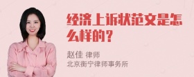 经济上诉状范文是怎么样的？