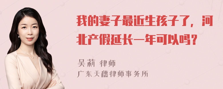 我的妻子最近生孩子了，河北产假延长一年可以吗？