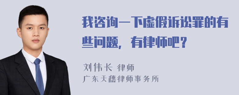 我咨询一下虚假诉讼罪的有些问题，有律师吧？