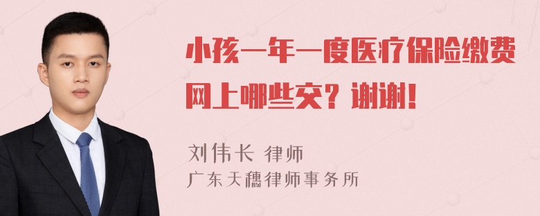 小孩一年一度医疗保险缴费网上哪些交？谢谢！