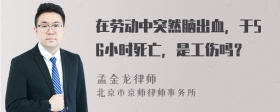 在劳动中突然脑出血，于56小时死亡，是工伤吗？