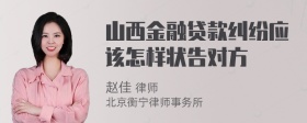 山西金融贷款纠纷应该怎样状告对方