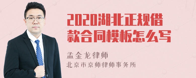 2020湖北正规借款合同模板怎么写