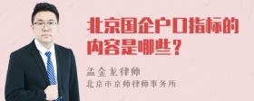 北京国企户口指标的内容是哪些？