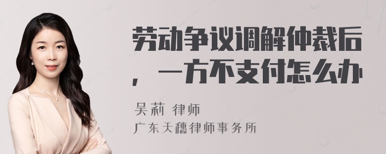 劳动争议调解仲裁后，一方不支付怎么办