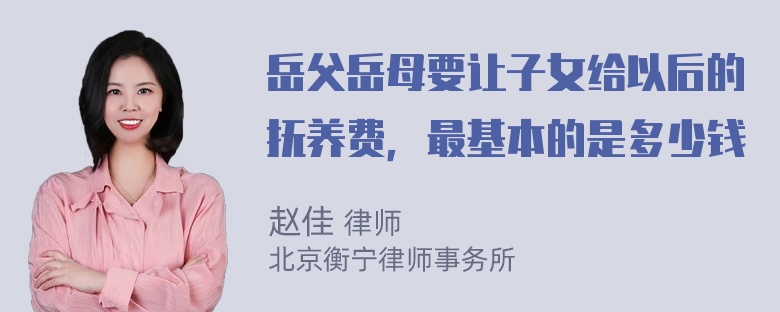 岳父岳母要让子女给以后的抚养费，最基本的是多少钱