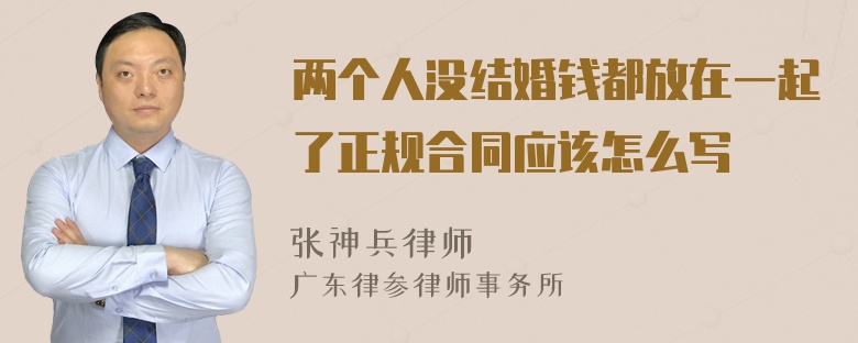 两个人没结婚钱都放在一起了正规合同应该怎么写