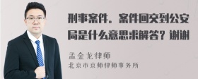 刑事案件。案件回交到公安局是什么意思求解答？谢谢