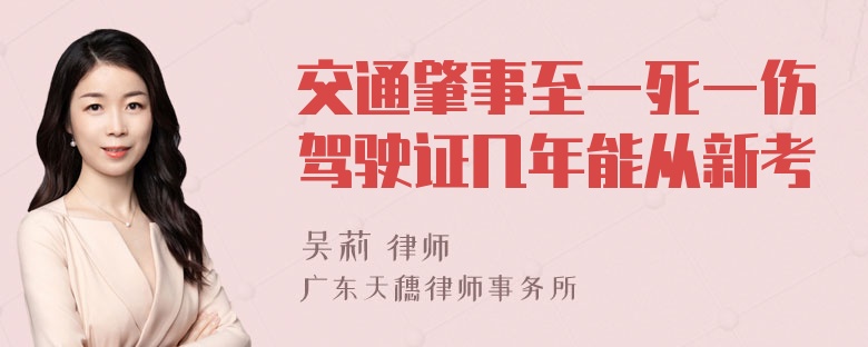 交通肇事至一死一伤驾驶证几年能从新考