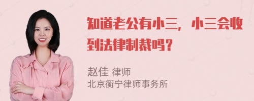 知道老公有小三，小三会收到法律制裁吗？