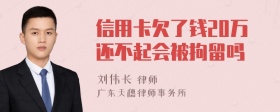 信用卡欠了钱20万还不起会被拘留吗