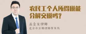 农民工个人所得税能分解交税吗？