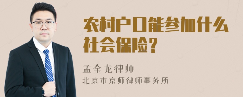 农村户口能参加什么社会保险？