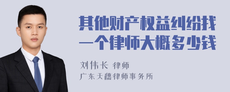 其他财产权益纠纷找一个律师大概多少钱