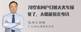 78岁农村户口被大火车撞死了，大概能赔多少钱