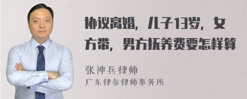 协议离婚，儿子13岁，女方带，男方抚养费要怎样算