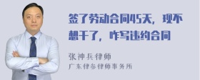 签了劳动合同45天，现不想干了，咋写违约合同