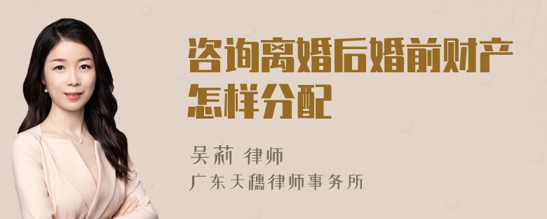 咨询离婚后婚前财产怎样分配
