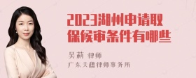 2023湖州申请取保候审条件有哪些