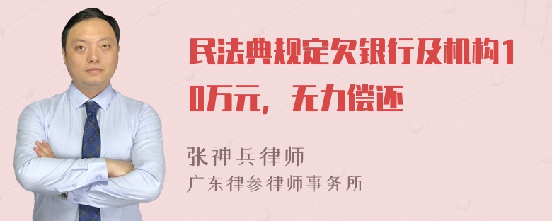 民法典规定欠银行及机构10万元，无力偿还