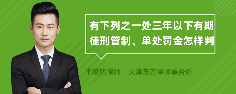 有下列之一处三年以下有期徒刑管制、单处罚金怎样判