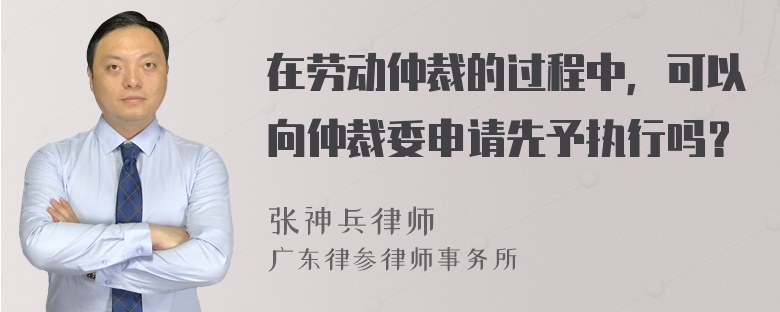 在劳动仲裁的过程中，可以向仲裁委申请先予执行吗？