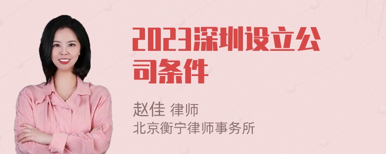 2023深圳设立公司条件