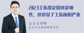 2023工伤鉴定程序是哪些，爸爸受了工伤还很严重