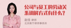 公司与员工的劳动关系调解方式有什么？