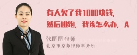 有人欠了我1000块钱，然后逃跑，我该怎么办，A